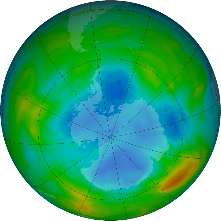 Antarctic ozone map for 18 August 1985